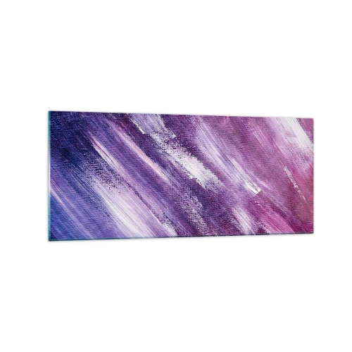 Cuadro sobre vidrio - Impresiones sobre Vidrio - Pinceladas abstractas en tonos morados y rosas - 120x50cm - Cuando sopla el viento del sol - Decoración de pared moderna para salón y dormitorio ARTTOR