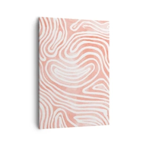 Cuadro sobre lienzo - Impresión de Imagen - Patrón abstracto en tonos rosa y blanco. - 50x70cm - En un laberinto de coral - Decoración de pared moderna para salón y dormitorio ARTTOR