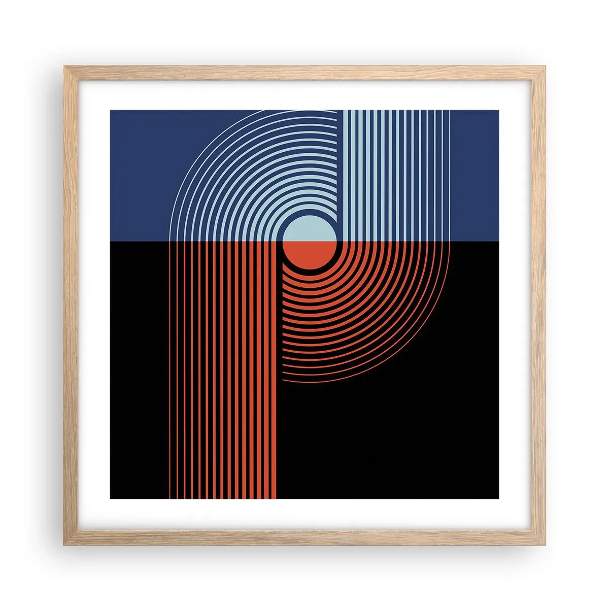 Póster en marco roble claro - En un abrazo geométrico - 50x50 cm