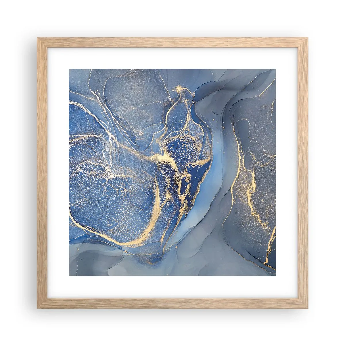 Póster en marco roble claro - Polvo de oro - 40x40 cm