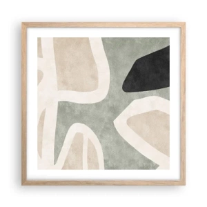 Póster en marco roble claro - Composición con un toque negro - 50x50 cm