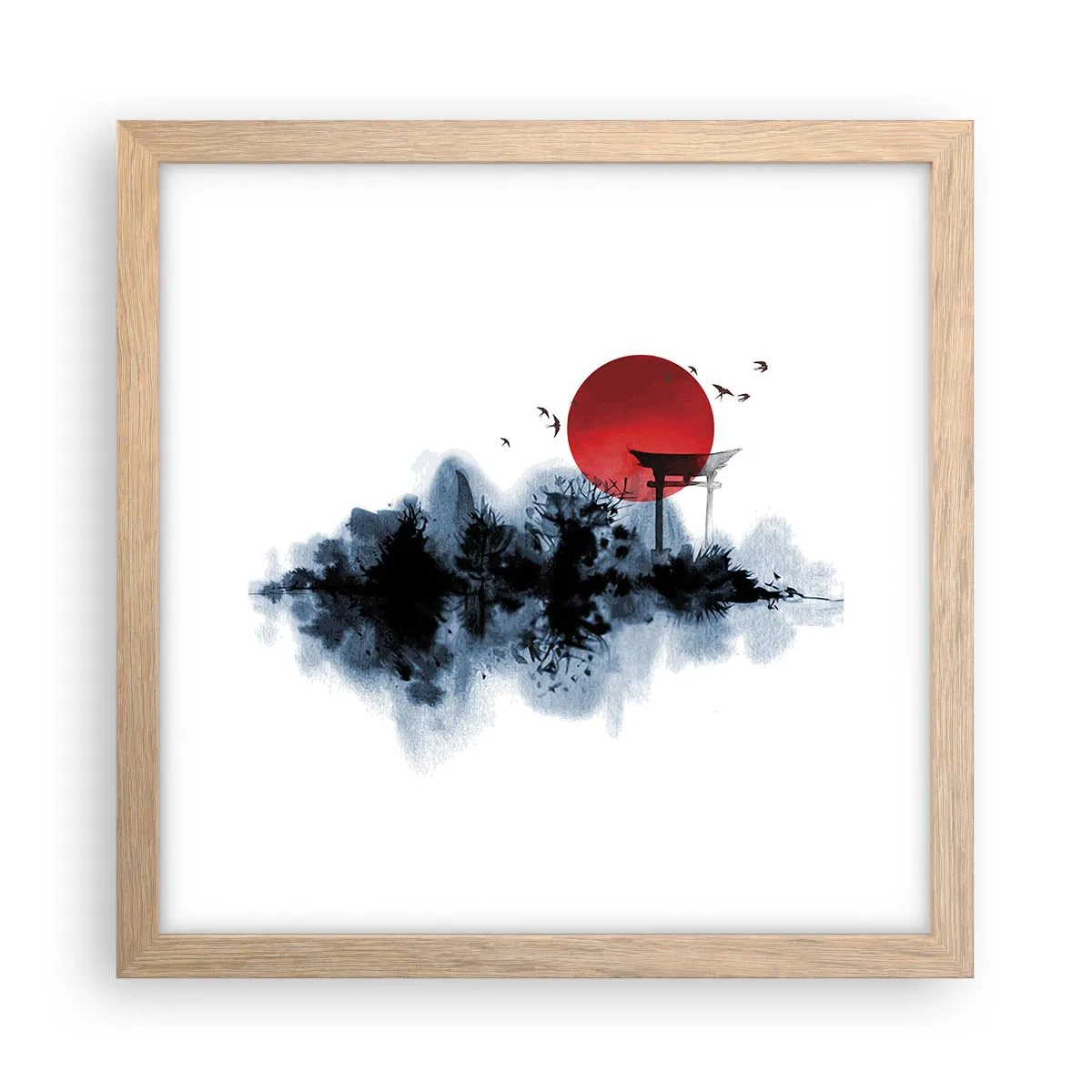 Póster en marco roble claro - Visión japonesa - 30x30 cm