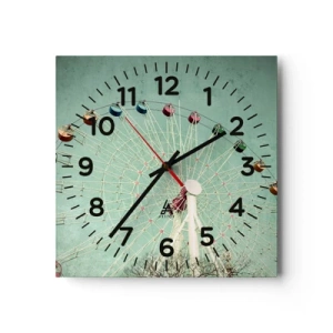 Reloj de pared - Reloj de vidrio - Te invitamos a jugar - 30x30 cm