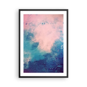 Póster en marco negro - Composición abstracta en tonos azules y rosas - 50x70cm - Abrazo azul - Decoración de pared moderna para salón y dormitorio ARTTOR