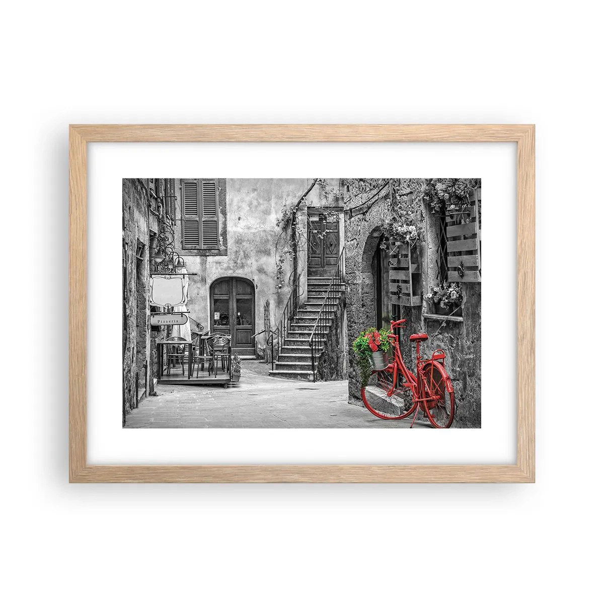 Póster en marco roble claro - Callejón de la Toscana - 40x30 cm