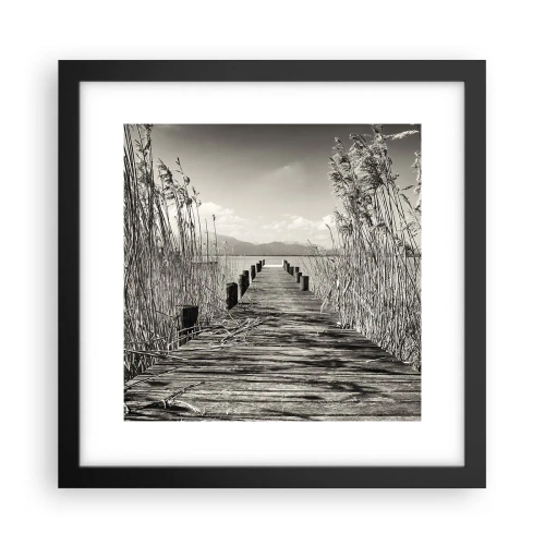 Póster en marco negro - En la quietud de los juncos - 30x30 cm