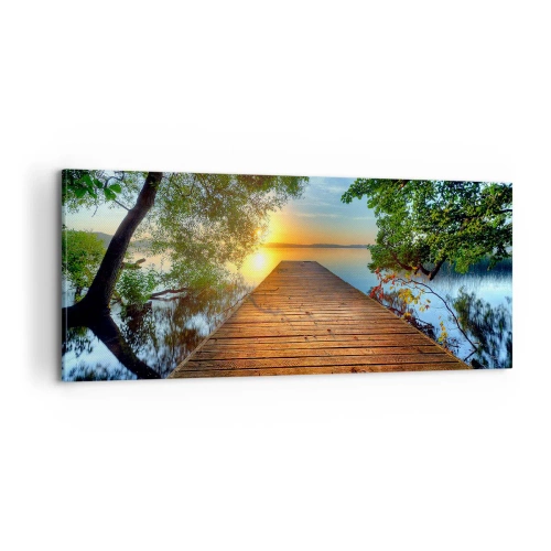 Cuadro sobre lienzo - Impresión de Imagen - Tómate tu tiempo, siéntate - 100x40 cm