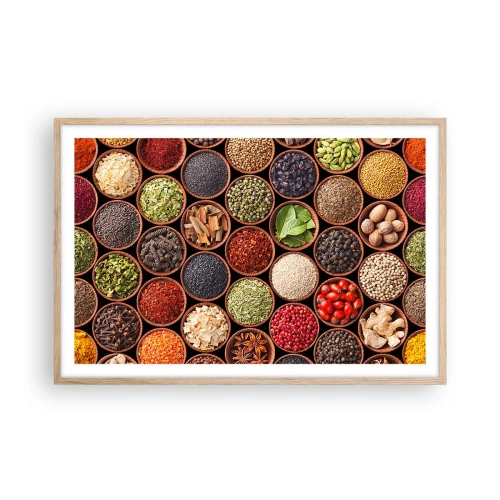 Póster en marco roble claro - Todos los sabores del mundo - 91x61 cm