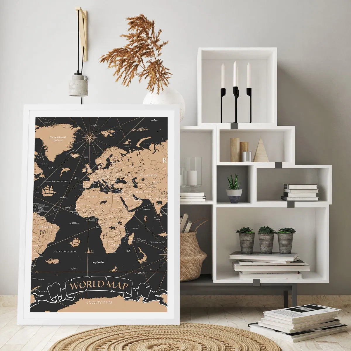 Póster en marco blanco - Las fronteras de mi mundo - 50x70 cm