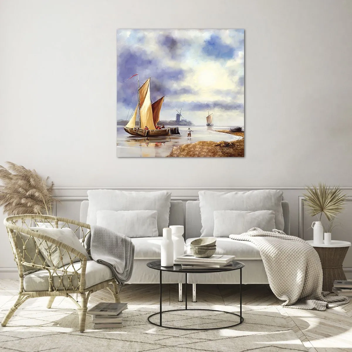 Cuadro sobre vidrio - Impresiones sobre Vidrio - El regreso de los marineros - 40x40 cm