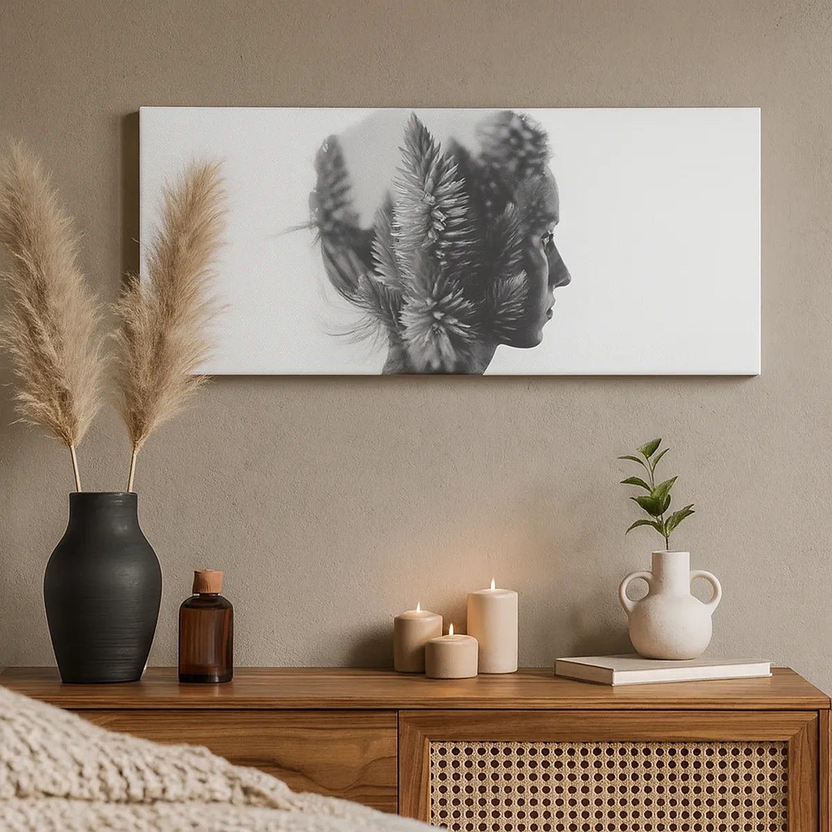 Cuadro sobre lienzo - Impresión de Imagen - La dama del bosque de pinos - 30x30 cm