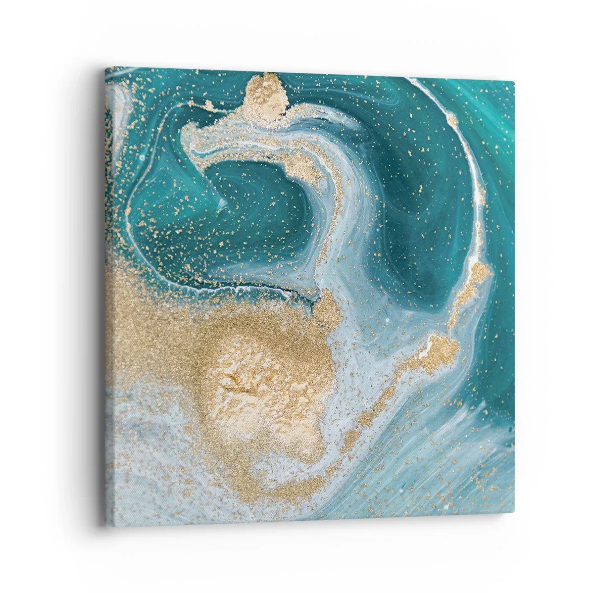 Cuadro sobre lienzo - Impresión de Imagen - Un remolino de oro y turquesa - 30x30 cm