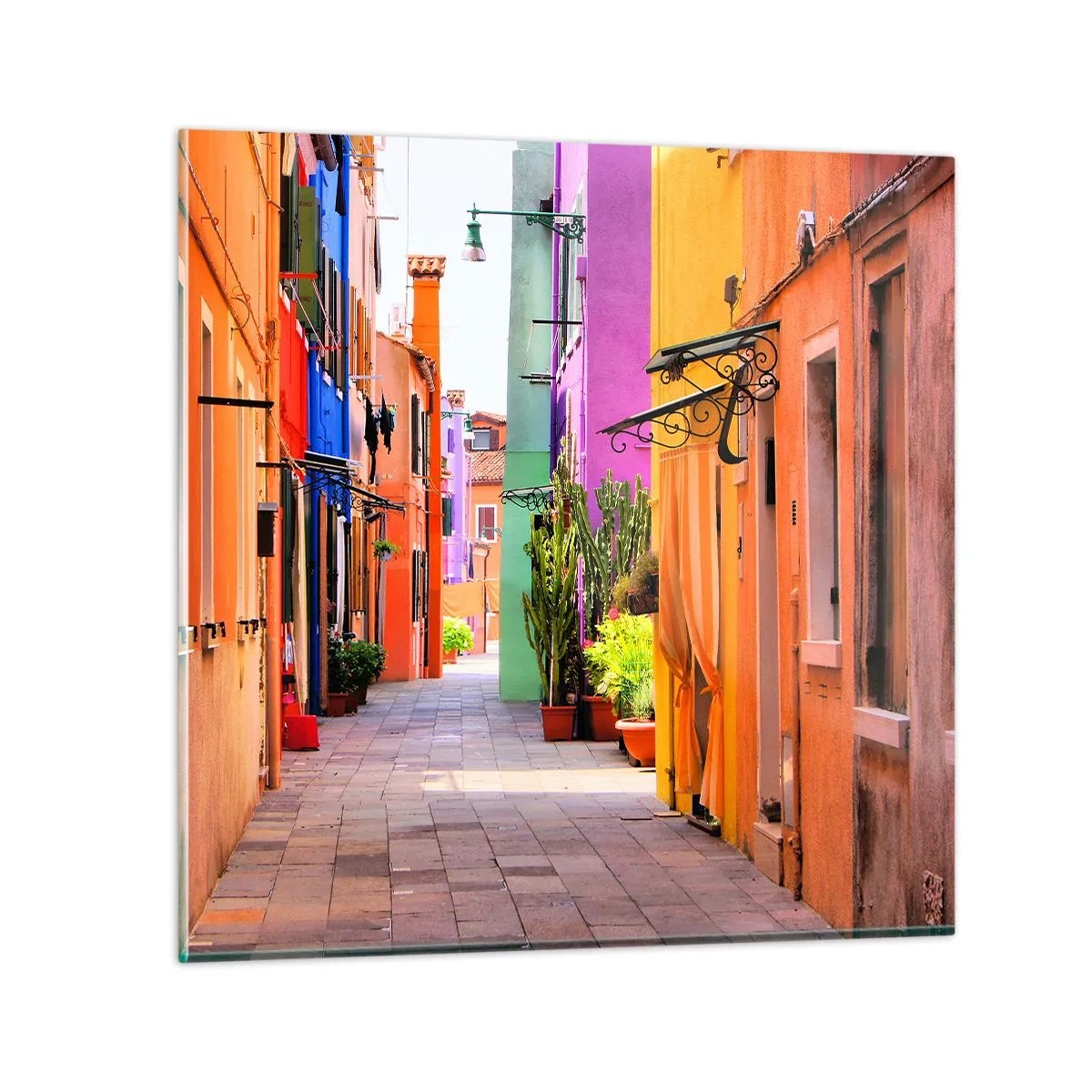 Cuadro sobre vidrio - Impresiones sobre Vidrio - El callejón arco iris - 60x60 cm