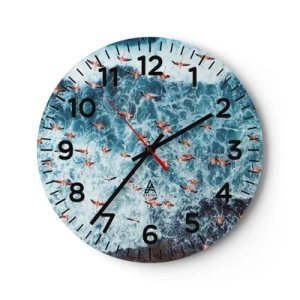 Reloj de pared - Reloj de vidrio - Un desfile marítimo - 40x40 cm