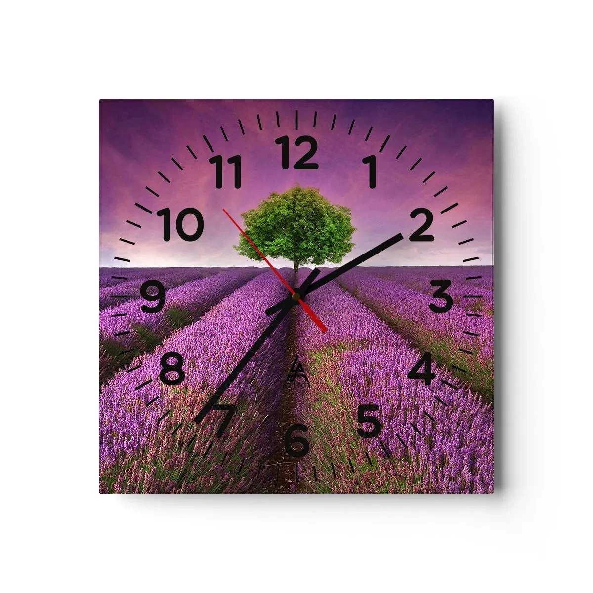Reloj de pared - Reloj de vidrio - En los campos de lavanda - 30x30 cm