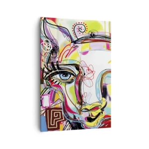 Cuadro sobre lienzo - Impresión de Imagen - Retrato colorido en estilo artístico abstracto. - 70x100cm - La riqueza de un gato - Decoración de pared moderna para salón y dormitorio ARTTOR