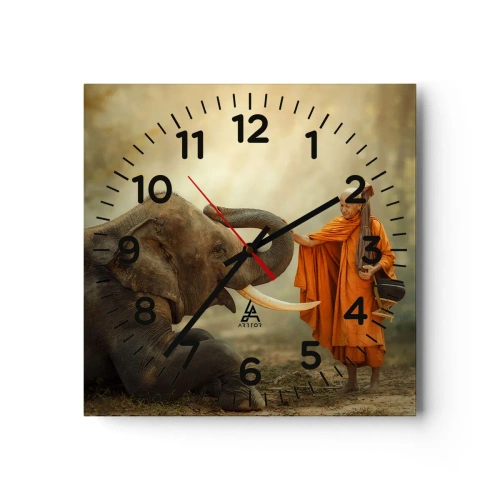 Reloj de pared - Reloj de vidrio - Un encuentro en un viaje - 40x40 cm