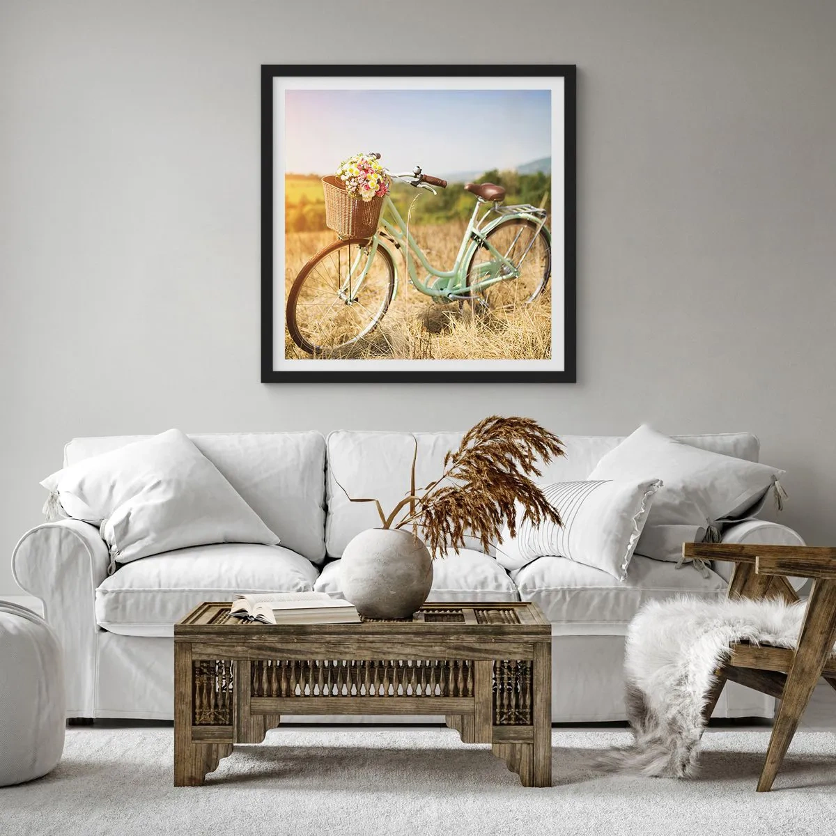 Póster en marco negro - Me quedaré aquí un tiempo - 50x50 cm