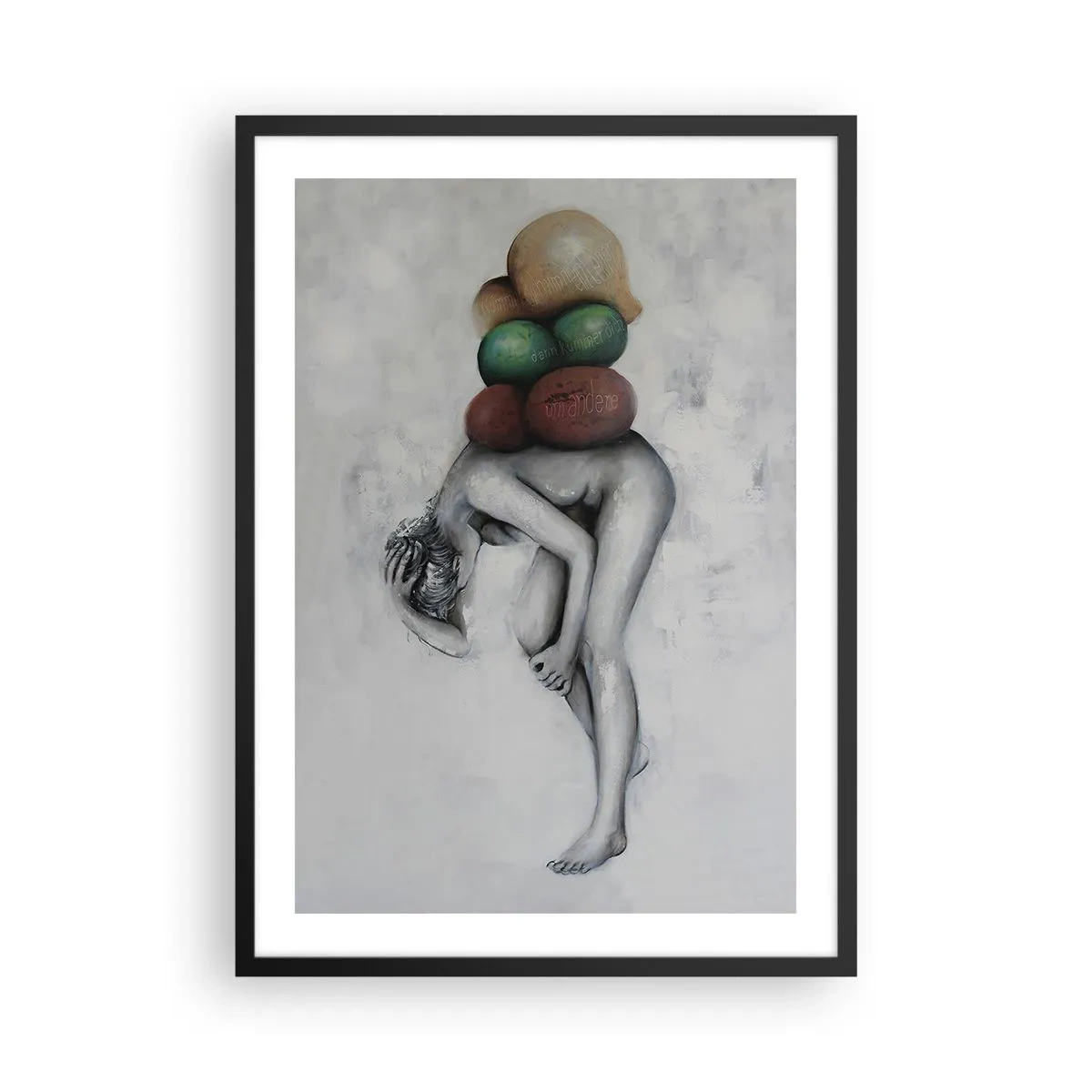 Póster en marco negro - La carga de la vida - 50x70cm - El peso de la vida - Decoración de pared moderna para salón y dormitorio ARTTOR