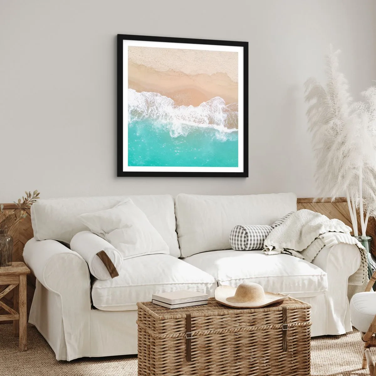 Póster en marco negro - Un toque acariciador - 60x60 cm