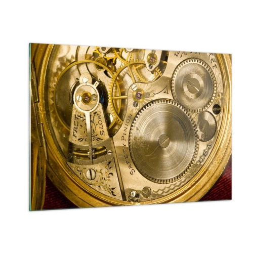 Cuadro sobre vidrio - Impresiones sobre Vidrio - Mecanismo de reloj en acabado dorado. - 100x70cm - Siga el ritmo de los tiempos - Decoración de pared moderna para salón y dormitorio ARTTOR