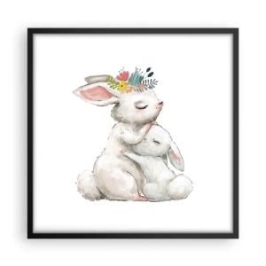 Póster en marco negro - En ningún lugar mejor que con mamá - 50x50 cm