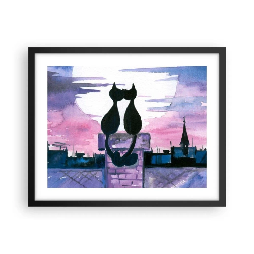 Póster en marco negro - Cita bajo la luna - 50x40 cm