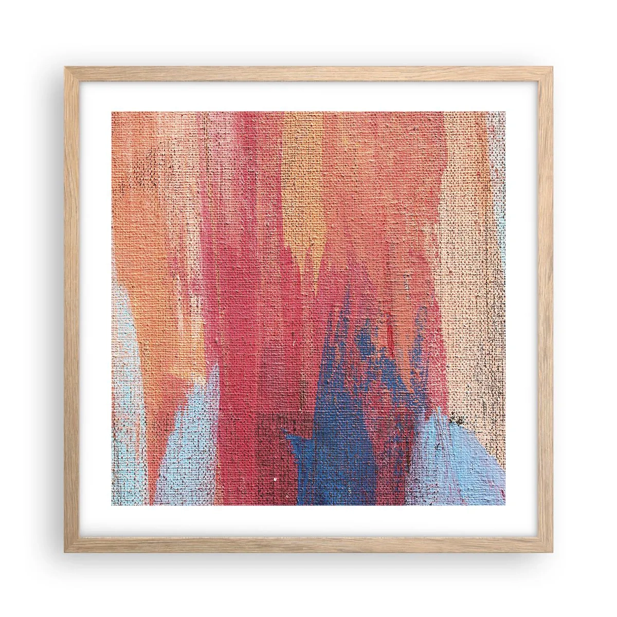 Póster en marco roble claro - Trazos de arco iris - 50x50 cm