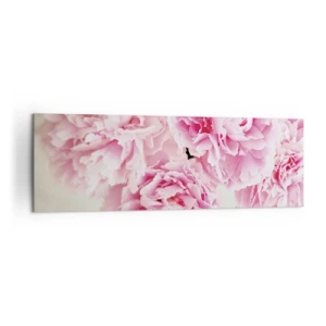 Cuadro sobre lienzo - Impresión de Imagen - Un ramo de peonías rosas sobre un fondo claro. - 160x50cm - En el esplendor del rosa - Decoración de pared moderna para salón y dormitorio ARTTOR