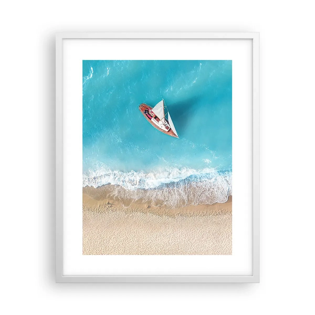Póster en marco blanco - Frontera celeste y dorada - 40x50 cm
