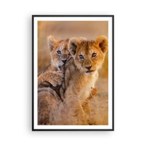 Póster en marco negro - ¡No molestar! Nos estamos divirtiendo - 70x100 cm