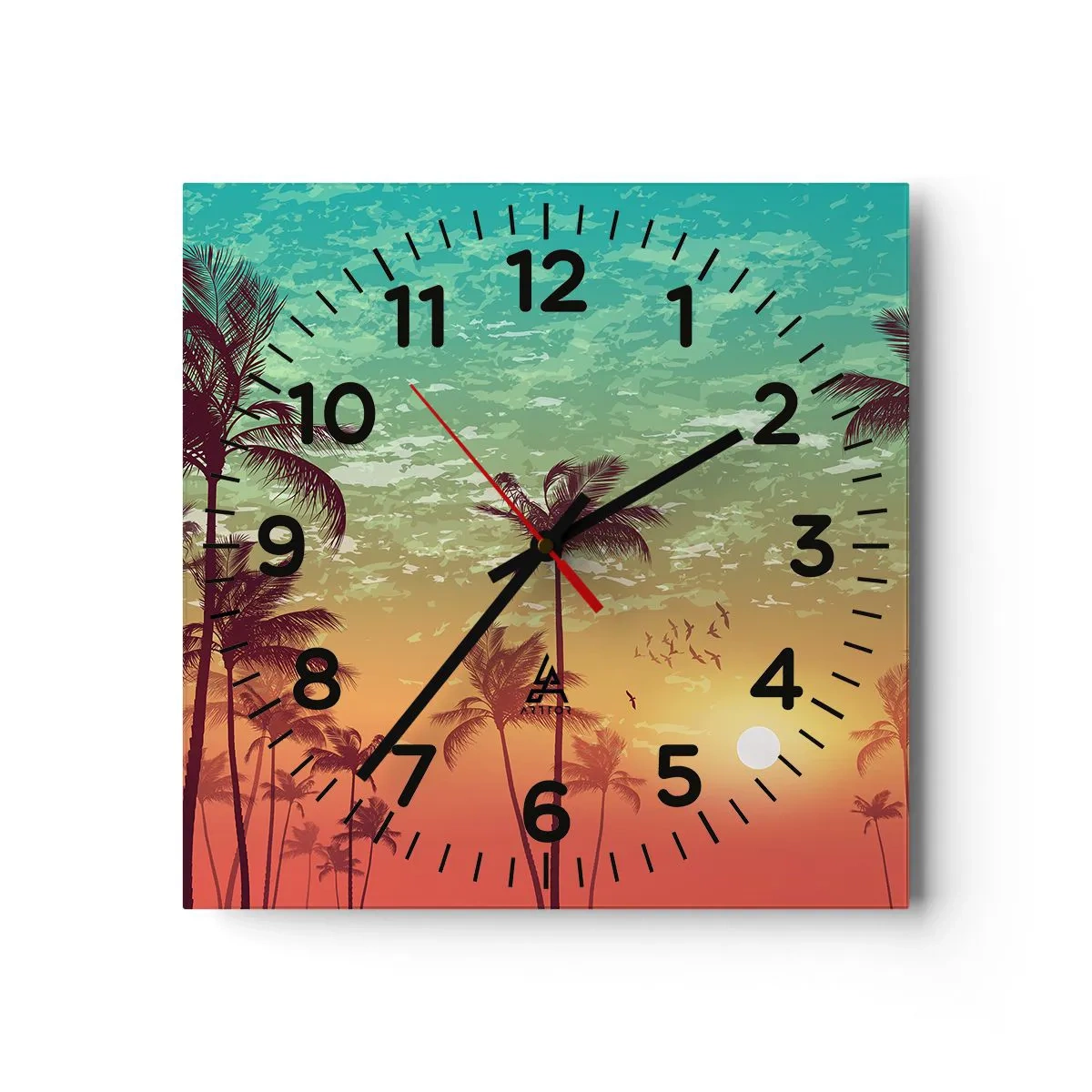 Reloj de pared - Reloj de vidrio - Ambientes tropicales - 30x30 cm
