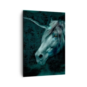 Cuadro sobre lienzo - Impresión de Imagen - Un unicornio mágico en un bosque misterioso y oscuro con colores de fantasía. - 50x70cm - En un bosque de cuento de hadas - Decoración de pared moderna para salón y dormitorio ARTTOR