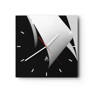 Reloj de pared - Reloj de vidrio - Formas abstractas en blanco y negro con contrastes llamativos. - 30x30cm - Planos de luz desde las profundidades de la sombra - Decoración de pared moderna para salón y dormitorio ARTTOR