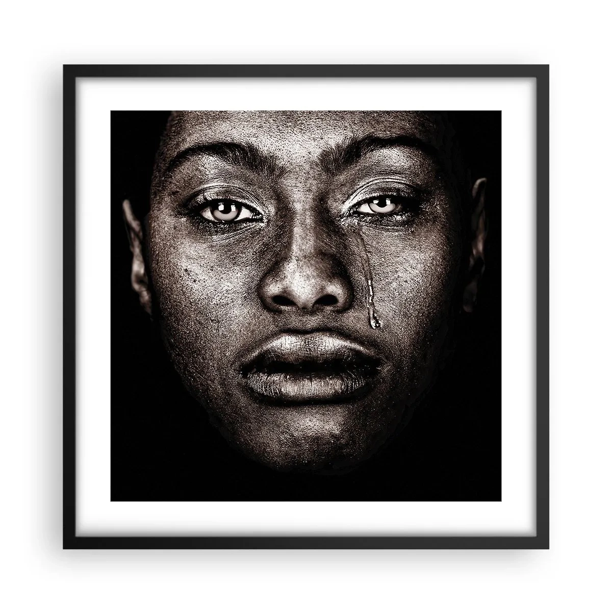 Póster en marco negro - Una lágrima - 50x50 cm