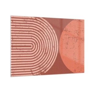 Cuadro sobre vidrio - Impresiones sobre Vidrio - Gráfico geométrico de color óxido con un semicírculo y un círculo. - 100x70cm - Estrecha relación - Decoración de pared moderna para salón y dormitorio ARTTOR