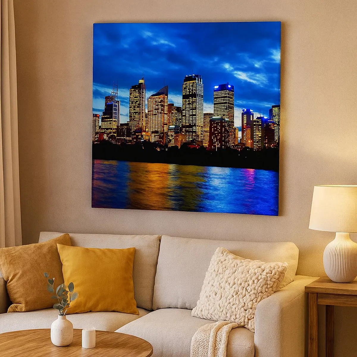 Cuadro sobre lienzo - Impresión de Imagen - Noche de luces y colores - 30x30 cm