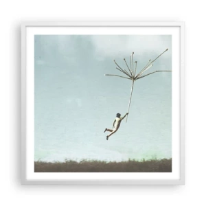 Póster en marco blanco - Bailando con la brisa - 60x60 cm