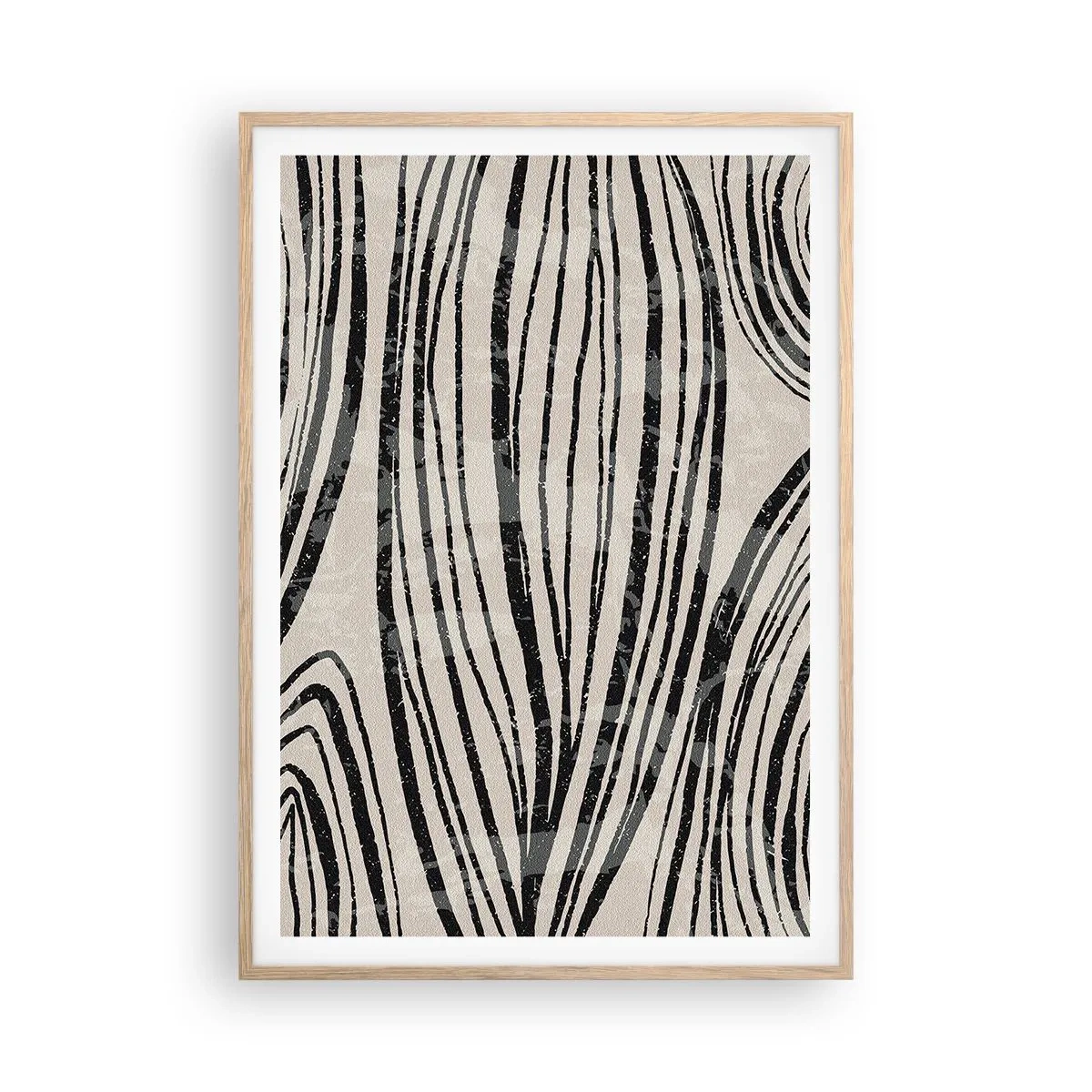 Póster en marco roble claro - Salpicadura de líneas - 70x100 cm