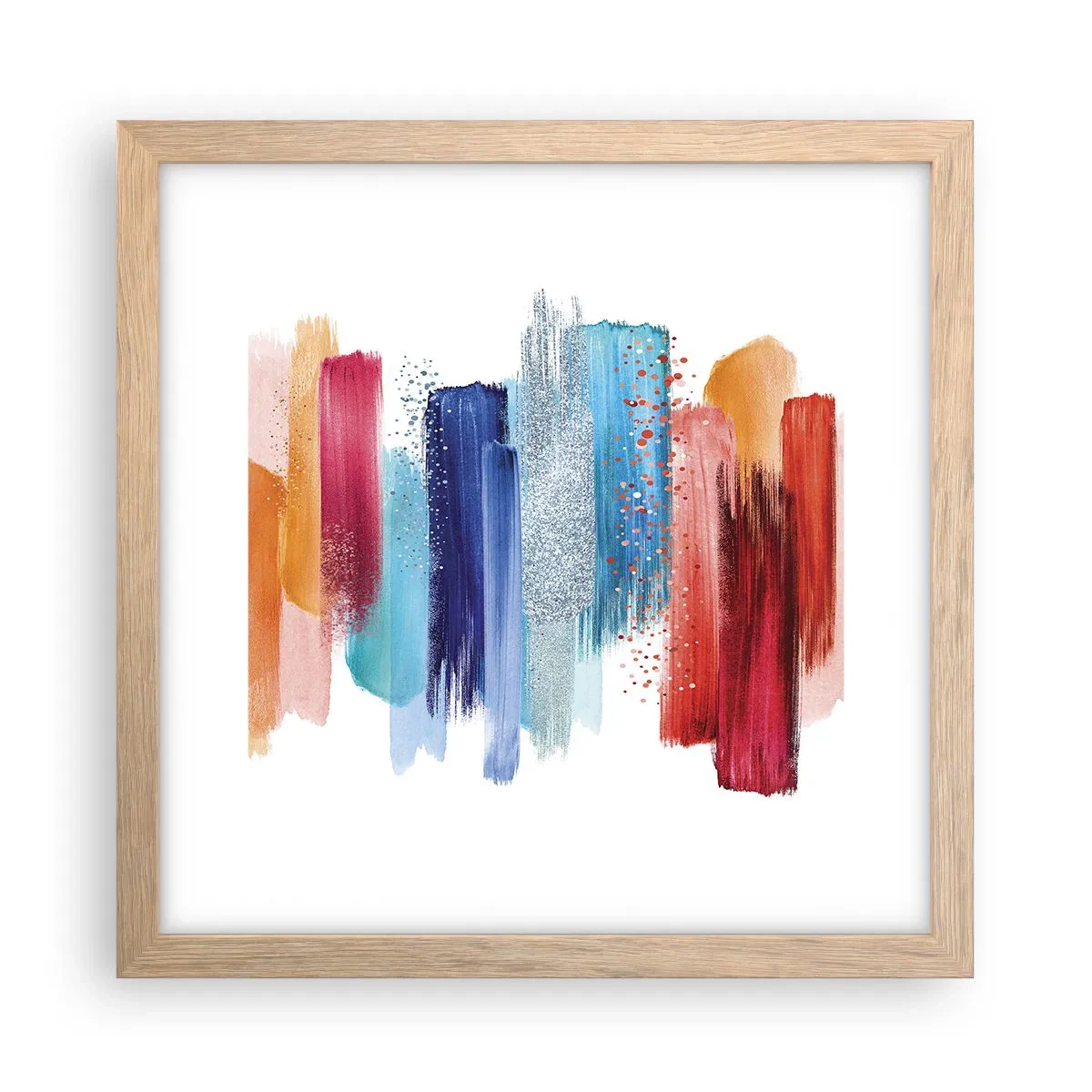 Póster en marco roble claro - Arriba y abajo - 30x30 cm