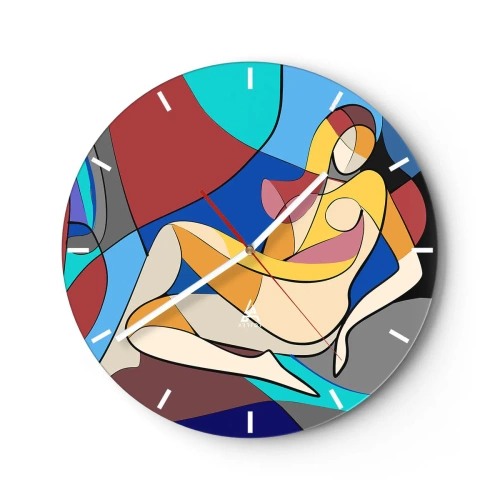 Reloj de pared - Reloj de vidrio - Desnudo cubista - 40x40 cm