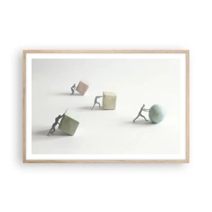 Póster en marco roble claro - El avance de la geometría - 91x61 cm