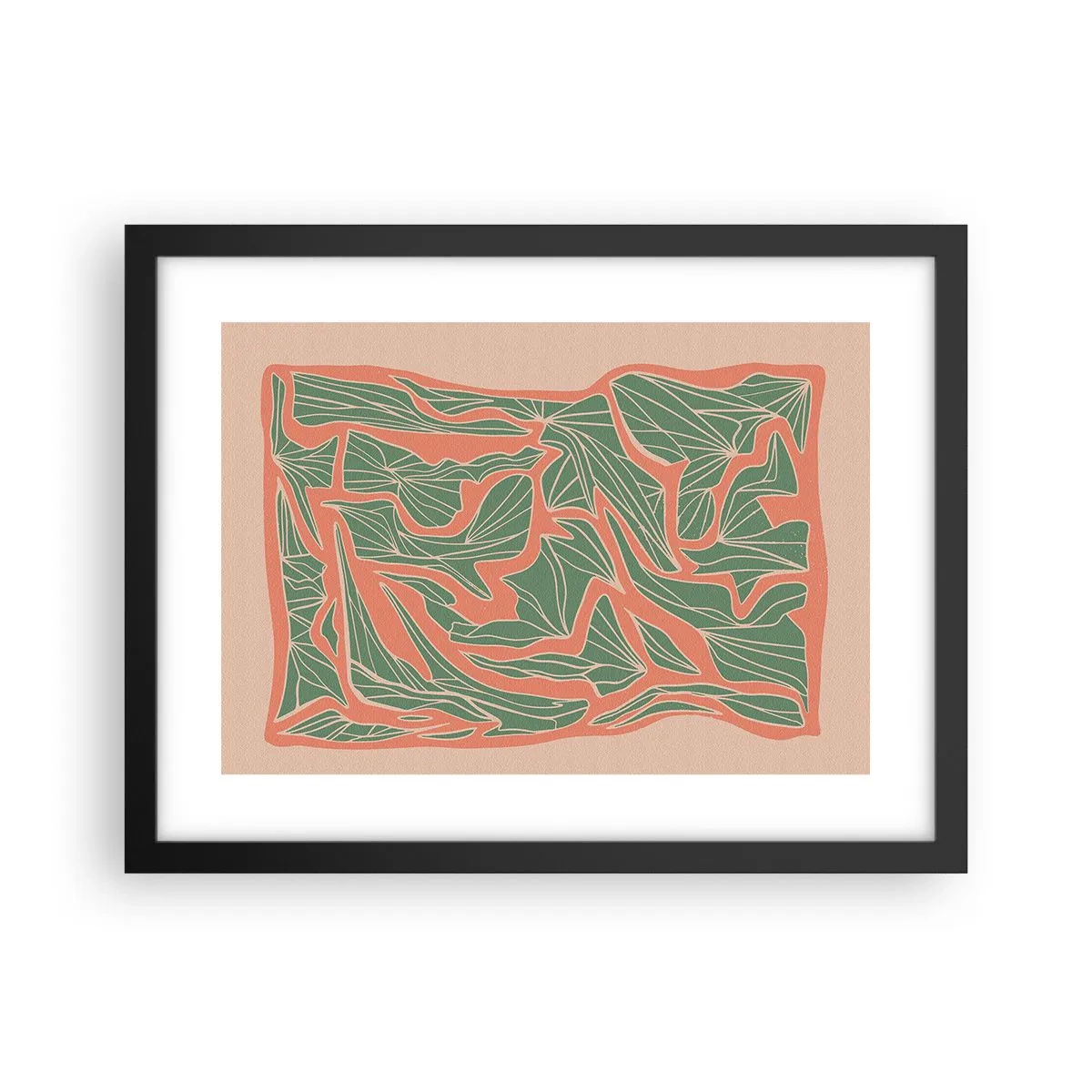 Póster en marco negro - Lucha entre el coral y el verde - 40x30 cm