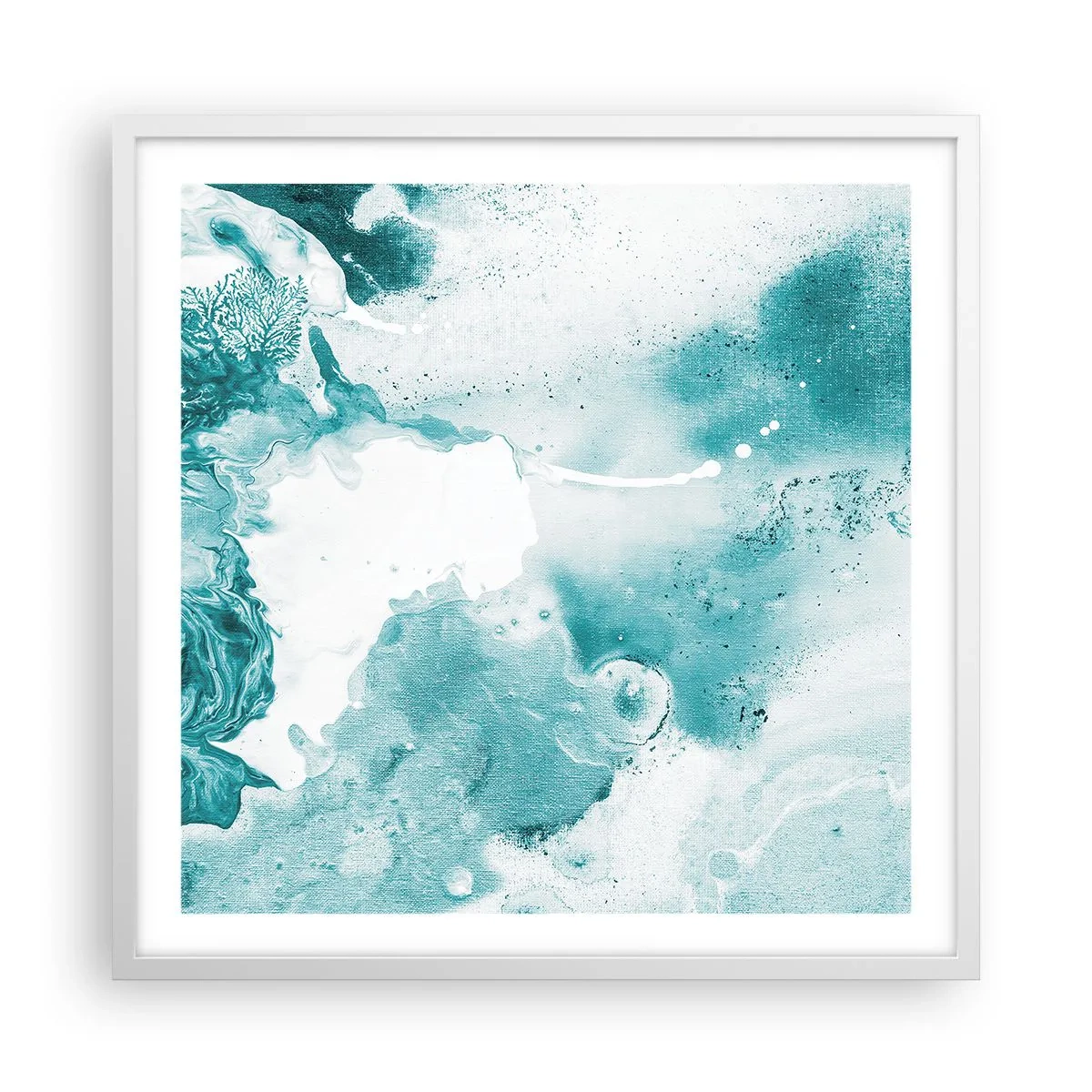 Póster en marco blanco - Remansos de azul - 60x60 cm