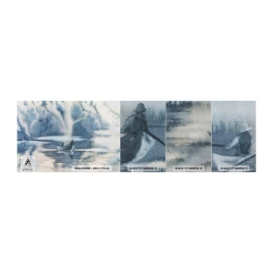 Muestra de fotomural Premium Sand - Pescadores en su paraíso - Abstracción, Lago, Pesca - 100x30 cm