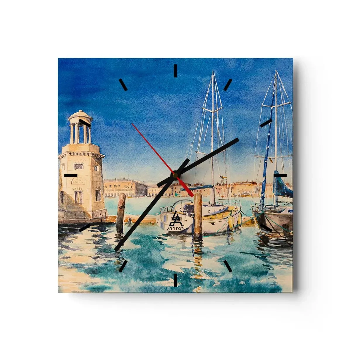 Reloj de pared - Reloj de vidrio - Laguna soleada - 40x40 cm