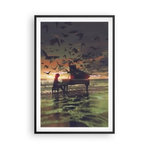 Póster en marco negro - Concierto de piano y olas - 61x91 cm