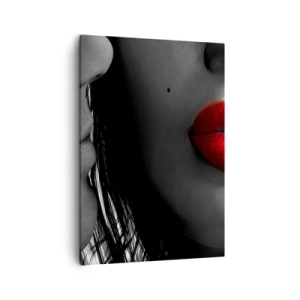 Cuadro sobre lienzo - Impresión de Imagen - Primer plano de los rostros de una mujer y un hombre con labios rojos. - 50x70cm - Cara a cara  - Decoración de pared moderna para salón y dormitorio ARTTOR