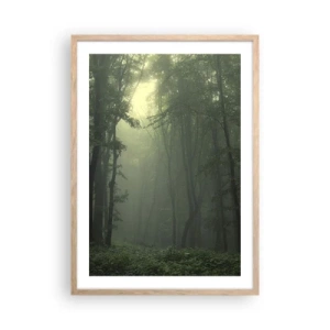 Póster en marco roble claro - Antes de que se despierte el bosque - 50x70 cm