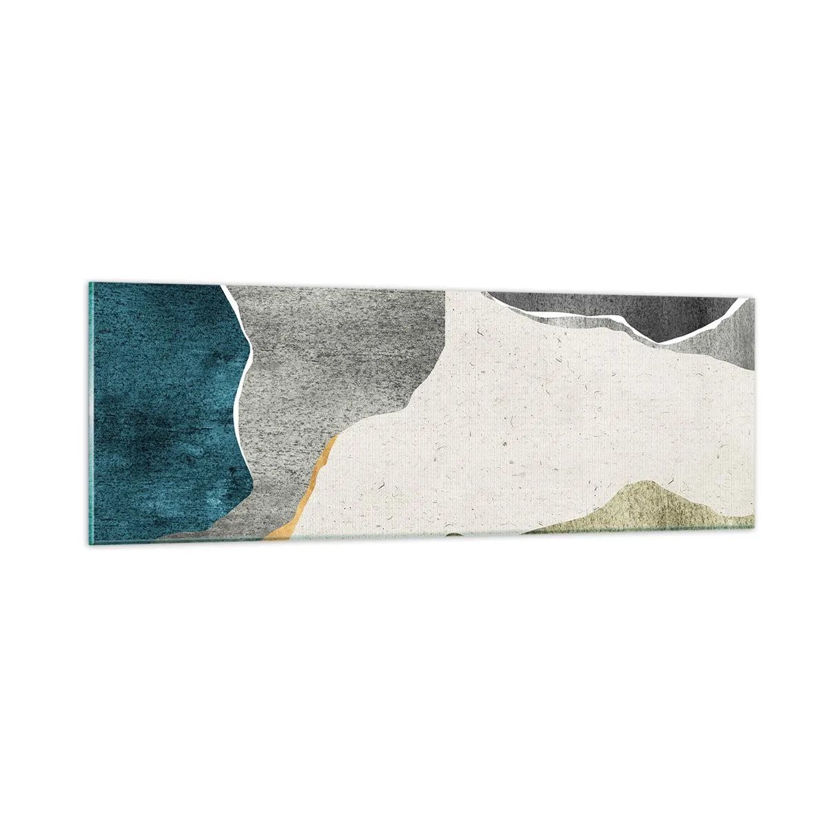 Cuadro sobre vidrio - Impresiones sobre Vidrio - Composición en mosaico con una hebra de oro - 90x30 cm